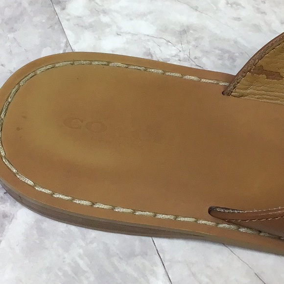 COACH Brown Leather slippers flip flops - Picture 4 of 9